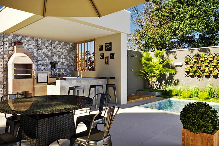 Área de lazer pequena com piscina [ 70 ideias e projetos incríveis]